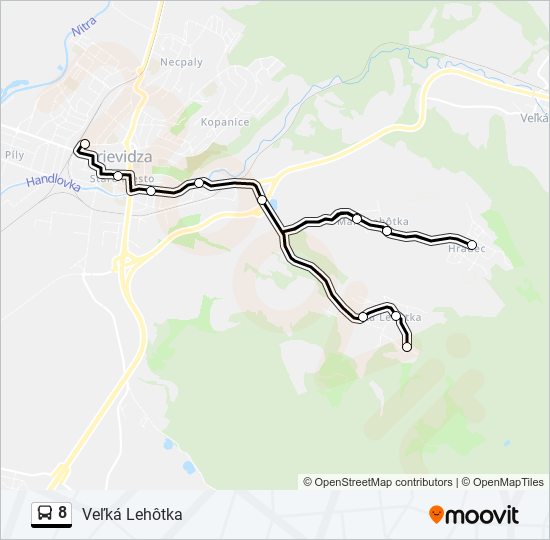 8 autobus Mapa linky