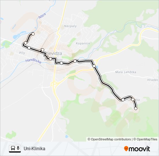 8 autobus Mapa linky