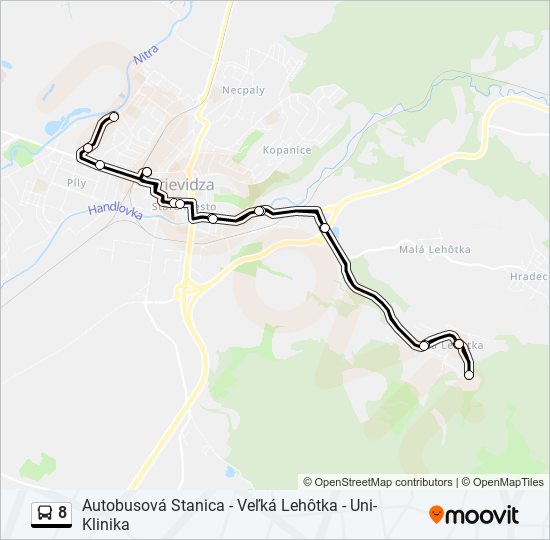 8 autobus Mapa linky