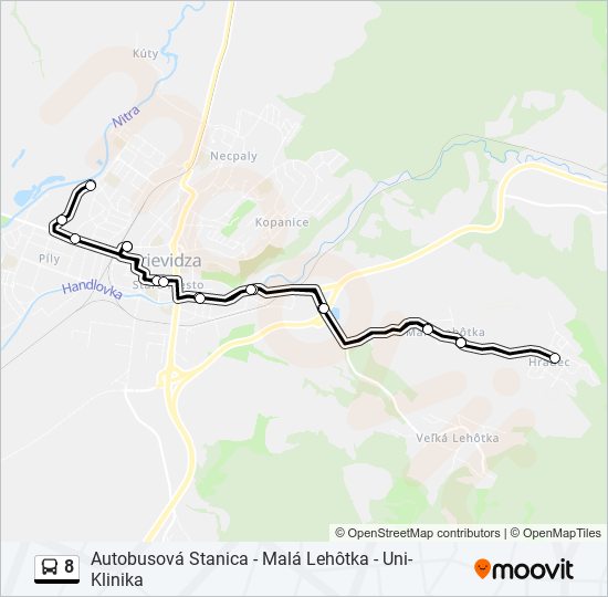 8 autobus Mapa linky