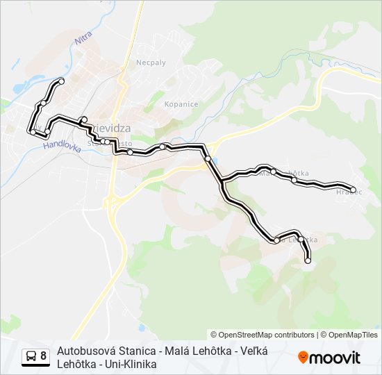 8 autobus Mapa linky