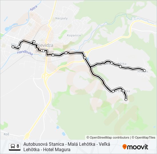 8 autobus Mapa linky