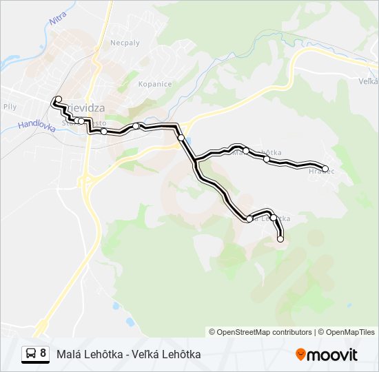 8 autobus Mapa linky