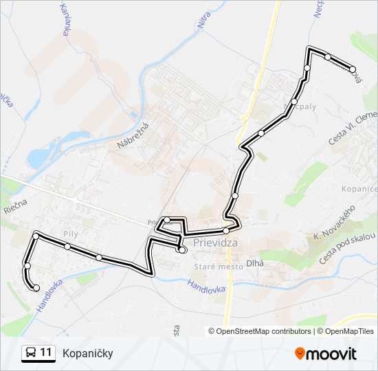 11 autobus Mapa linky