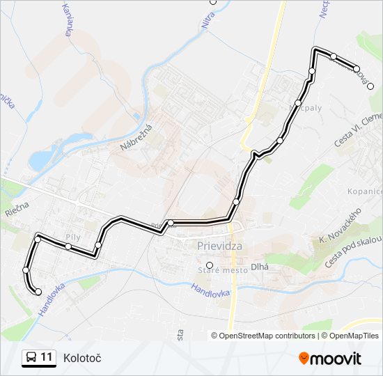 11 autobus Mapa linky