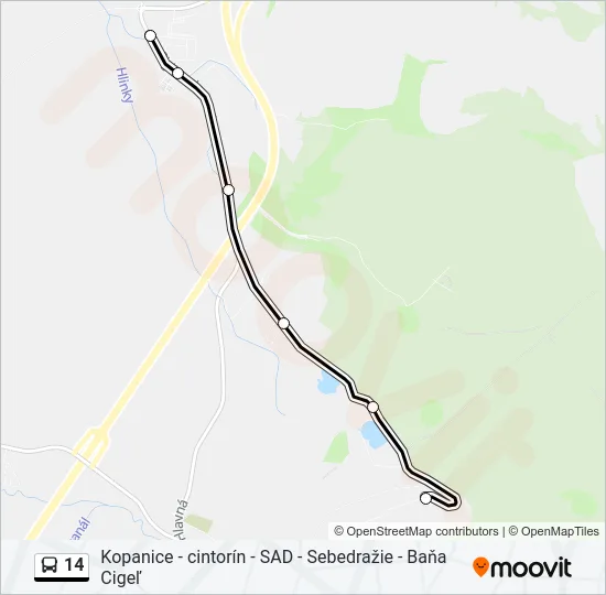 14 Bus Line Map