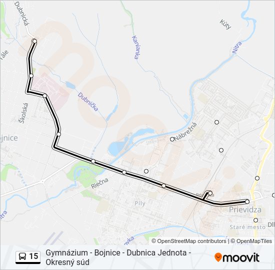 15 autobus Mapa linky