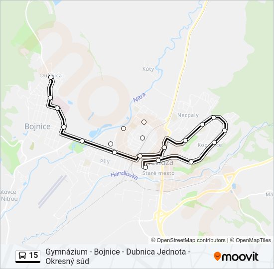 15 autobus Mapa linky