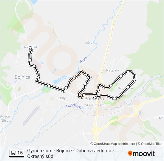 15 autobus Mapa linky