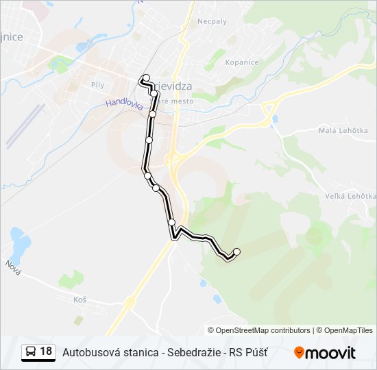 18 autobus Mapa linky