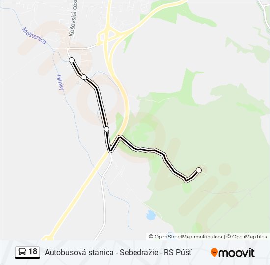 18 autobus Mapa linky