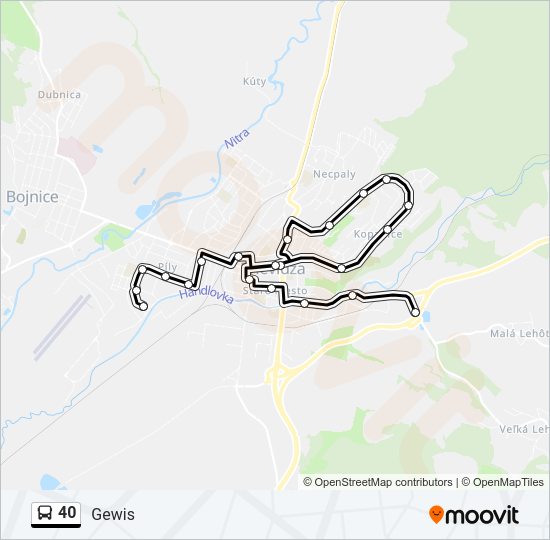 40 autobus Mapa linky