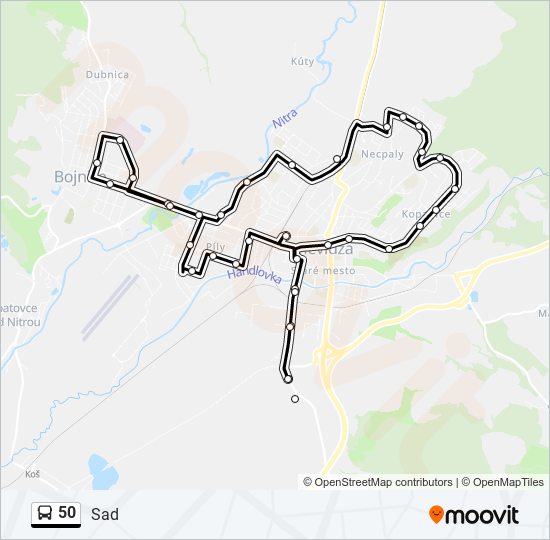 50 autobus Mapa linky