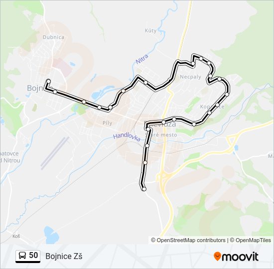 50 autobus Mapa linky