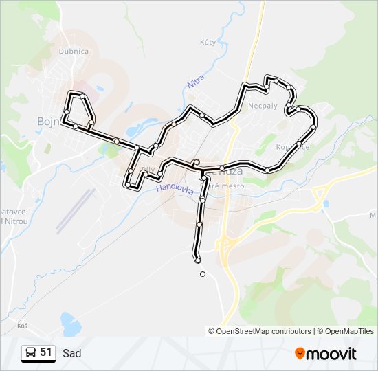 51 autobus Mapa linky