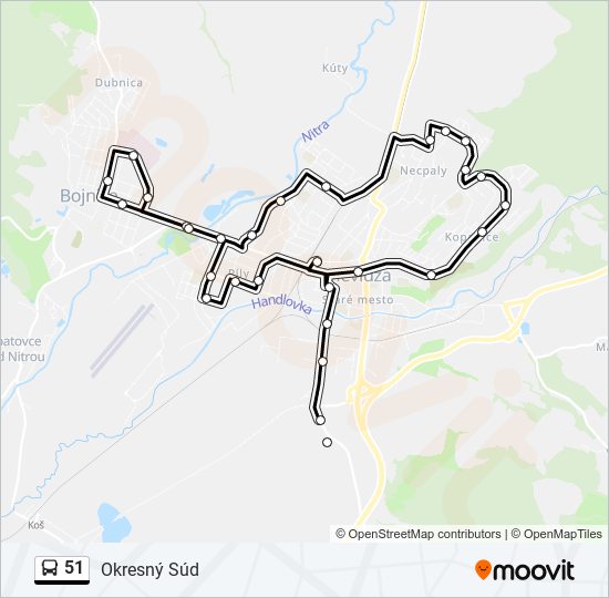 51 autobus Mapa linky