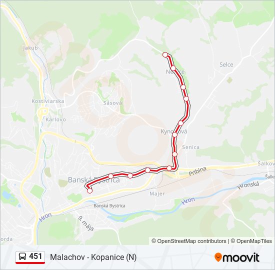 451 autobus Mapa linky