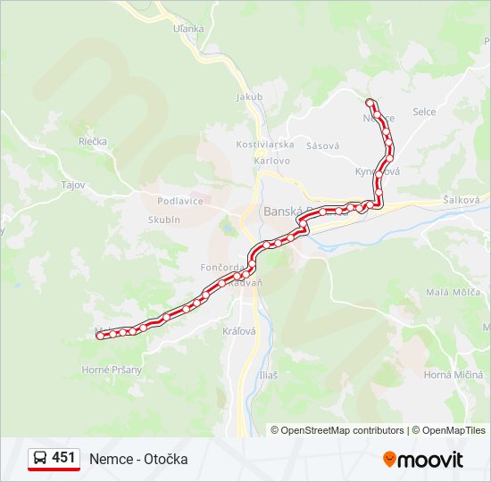 451 autobus Mapa linky