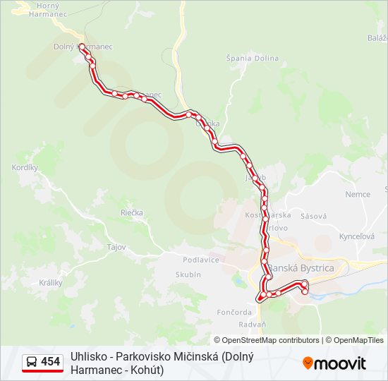 454 bus Line Map