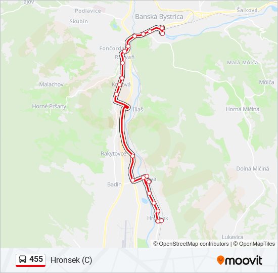 455 bus Line Map