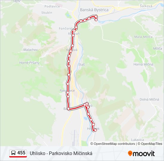 455 bus Line Map