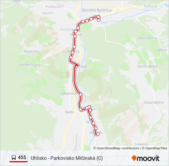 455 bus Line Map