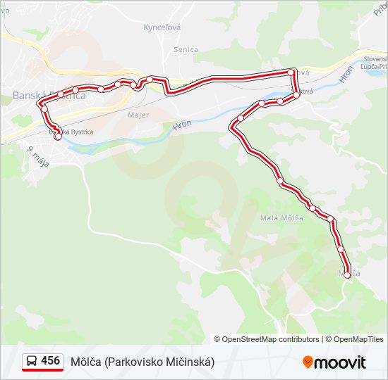 456 autobus Mapa linky