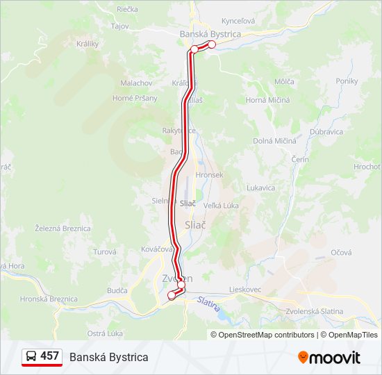 457 autobus Mapa linky