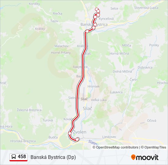 458 autobus Mapa linky