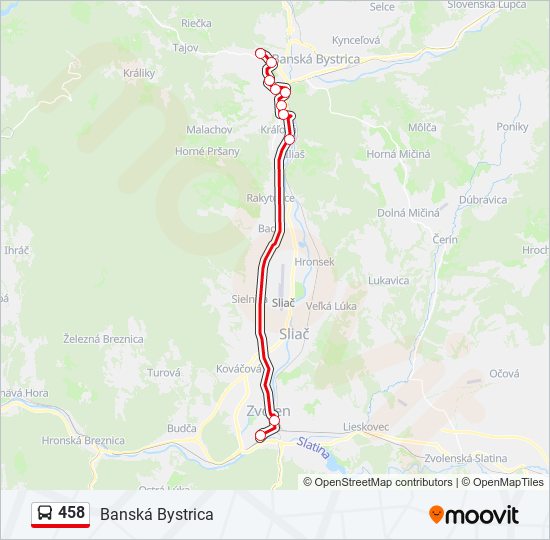 458 autobus Mapa linky