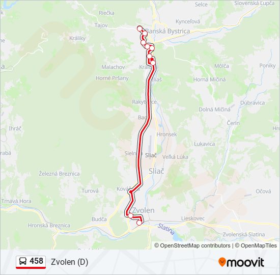 458 autobus Mapa linky