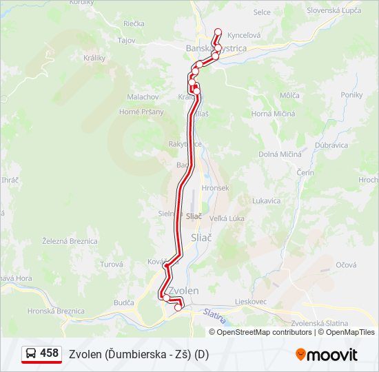 458 autobus Mapa linky