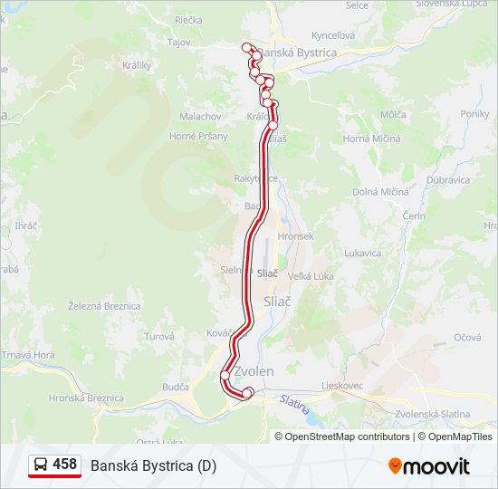 458 autobus Mapa linky