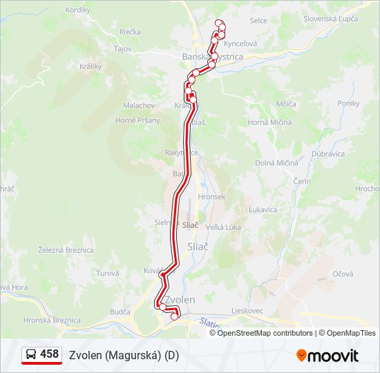 458 autobus Mapa linky