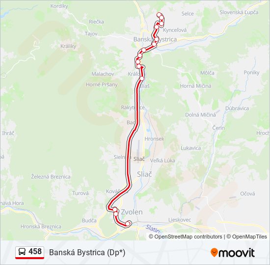 458 autobus Mapa linky