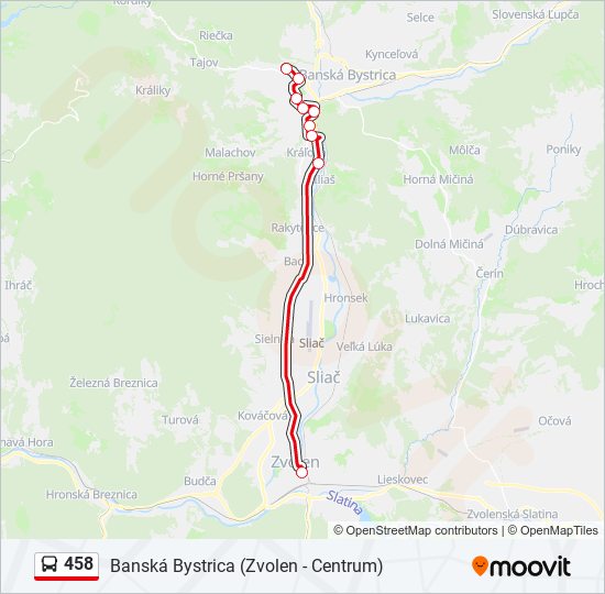 458 autobus Mapa linky