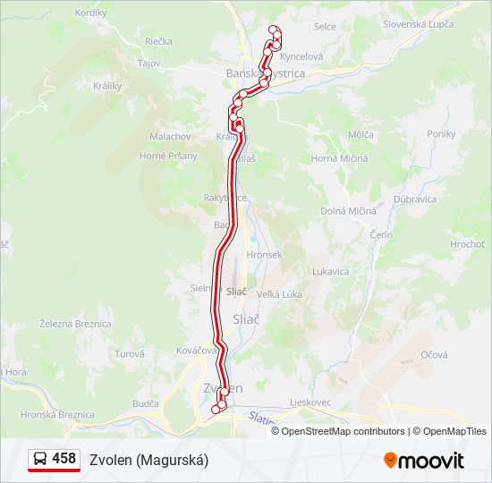 458 autobus Mapa linky