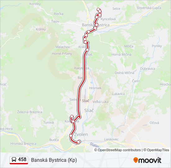 458 autobus Mapa linky