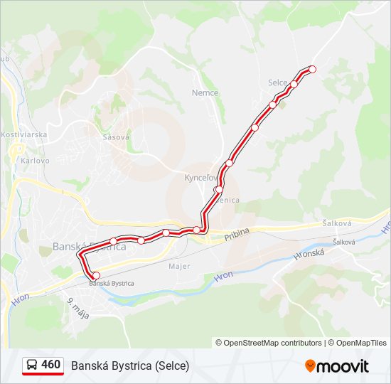 460 autobus Mapa linky