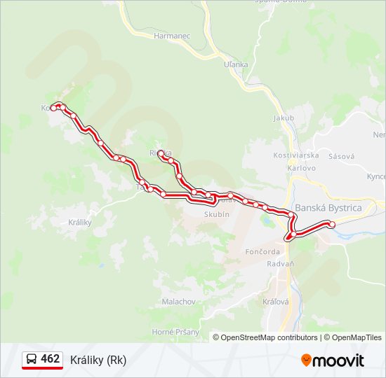 462 autobus Mapa linky