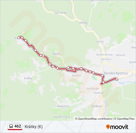 462 autobus Mapa linky