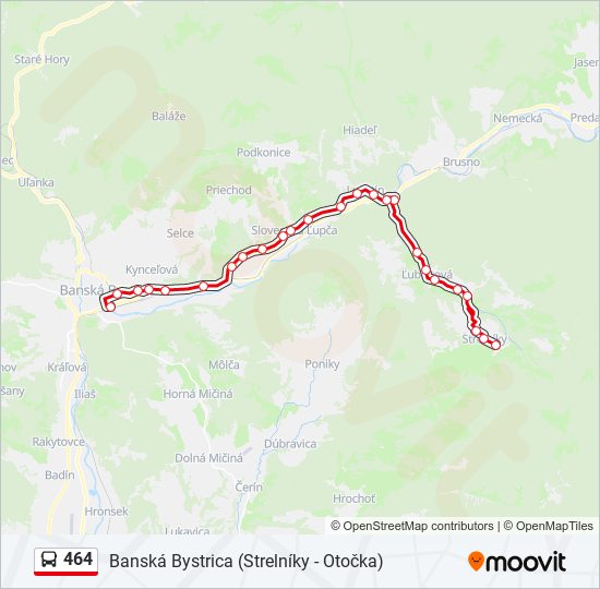 464 autobus Mapa linky