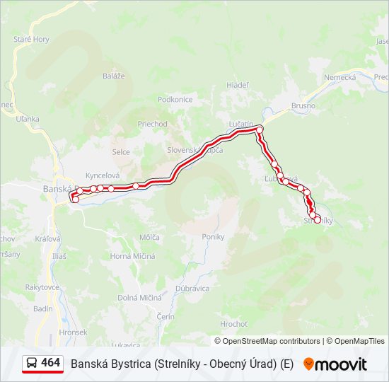 464 autobus Mapa linky