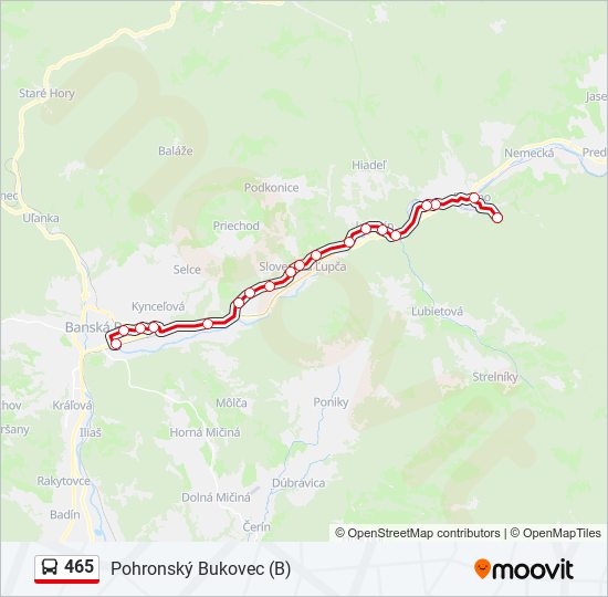 465 autobus Mapa linky