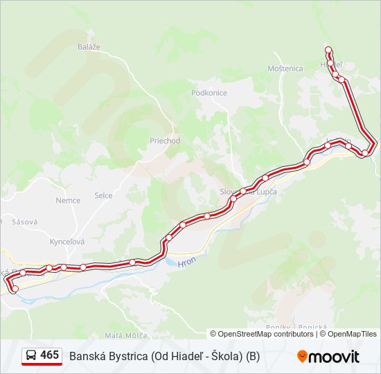 465 autobus Mapa linky