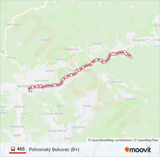 465 autobus Mapa linky