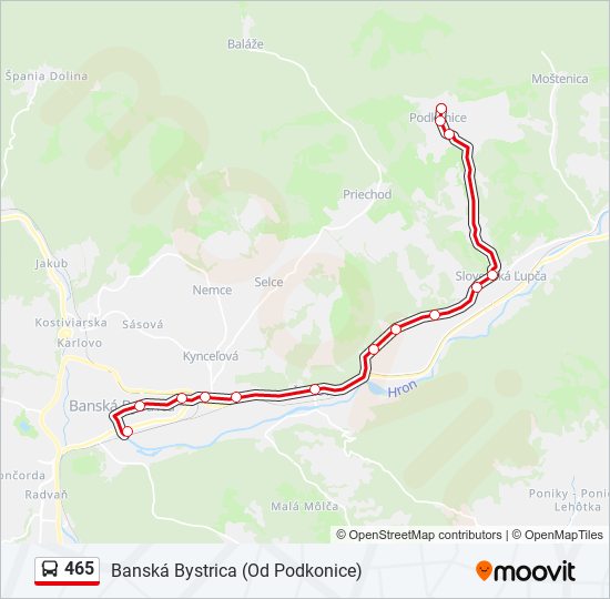 465 autobus Mapa linky