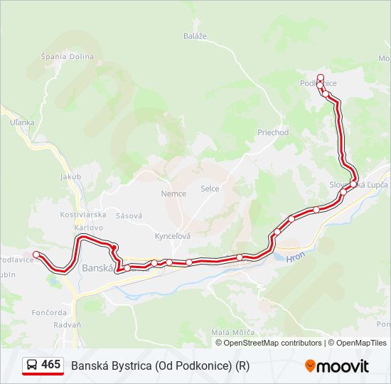 465 autobus Mapa linky