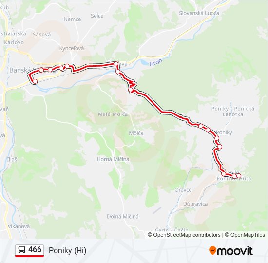 466 autobus Mapa linky