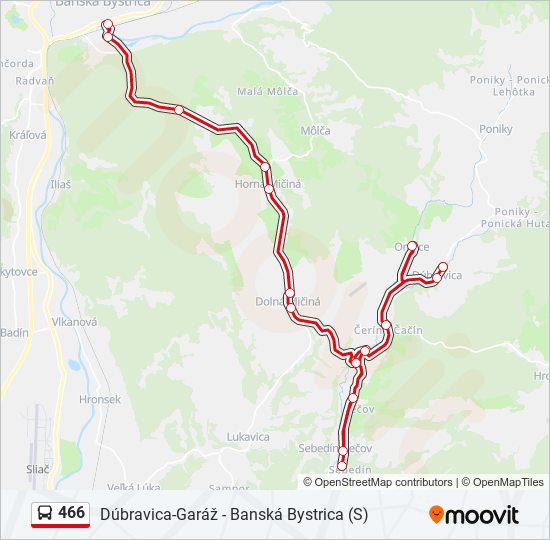 466 autobus Mapa linky